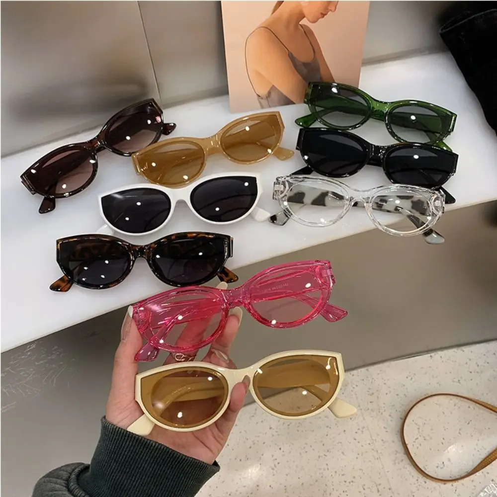 Travel UV Protective Retro Sunglasses Oval Frame Street Photos Accessories Outdoor Sunglasses Black Shades Eyewear Decoration