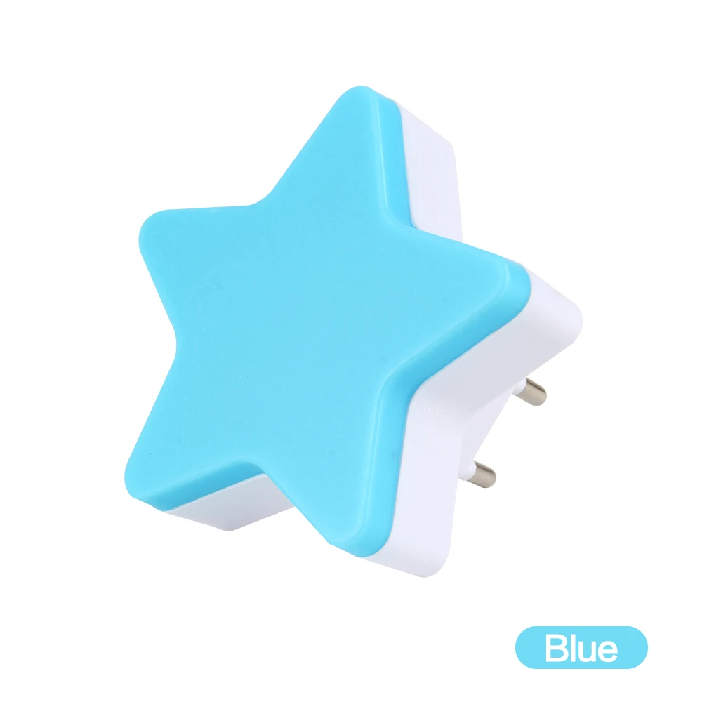 Hot Cute Pentagram Star Intelligent Sensor Lighting Control 4 Colors Small LED Night Light US/EU Plug Pink White Blue Yellow