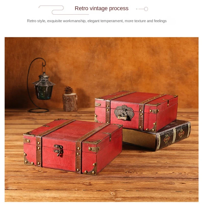 Retro Style Storage Box Chinese Antique Belt Treasure Box Storage Wooden Box Desktop Organizing Packing Box Storage Box Fuse Box