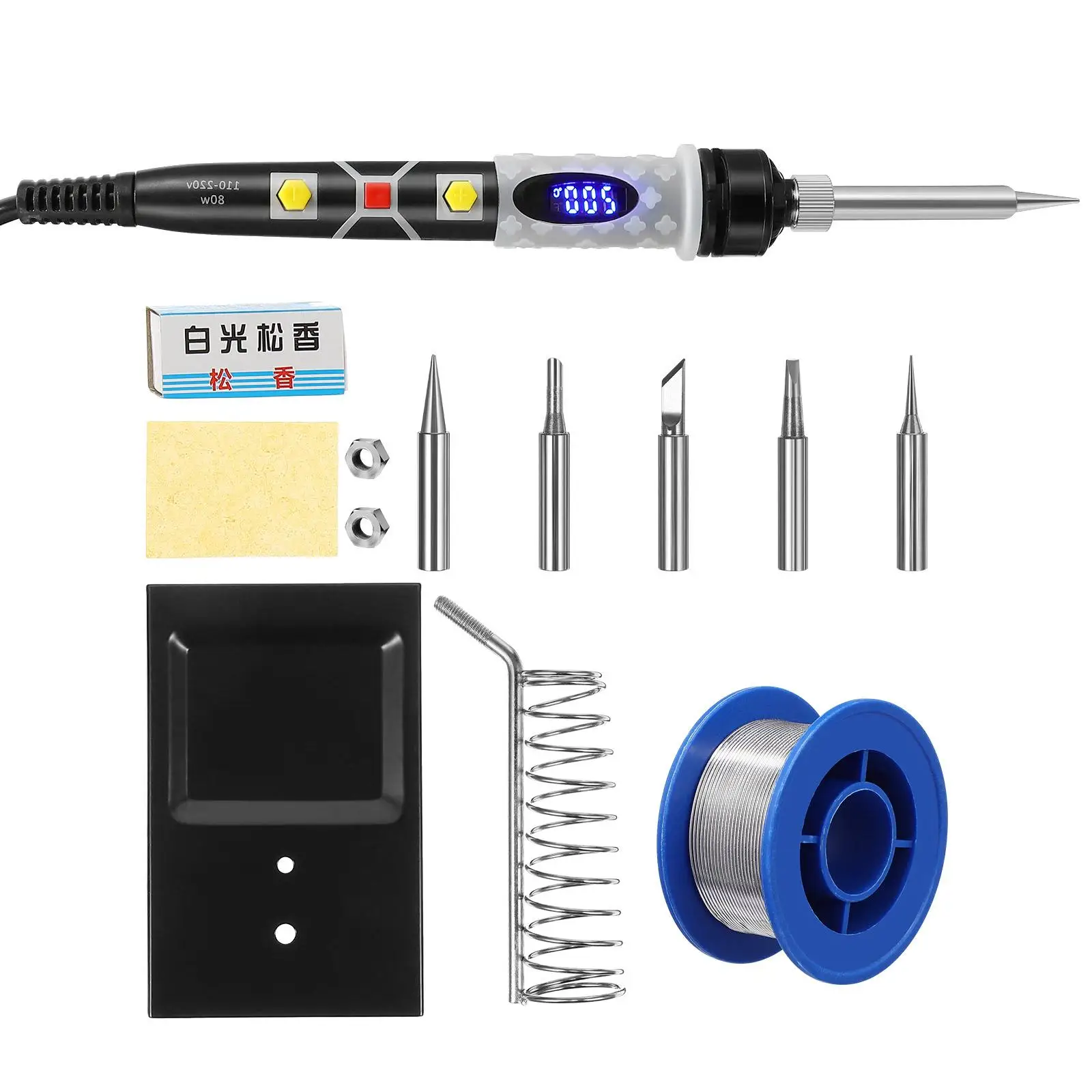 

10pcs 80W Adjustable Temperature Soldering Iron Kit Tools Digital Electric Repair AU Plug Random Bag Color Mini Alloy