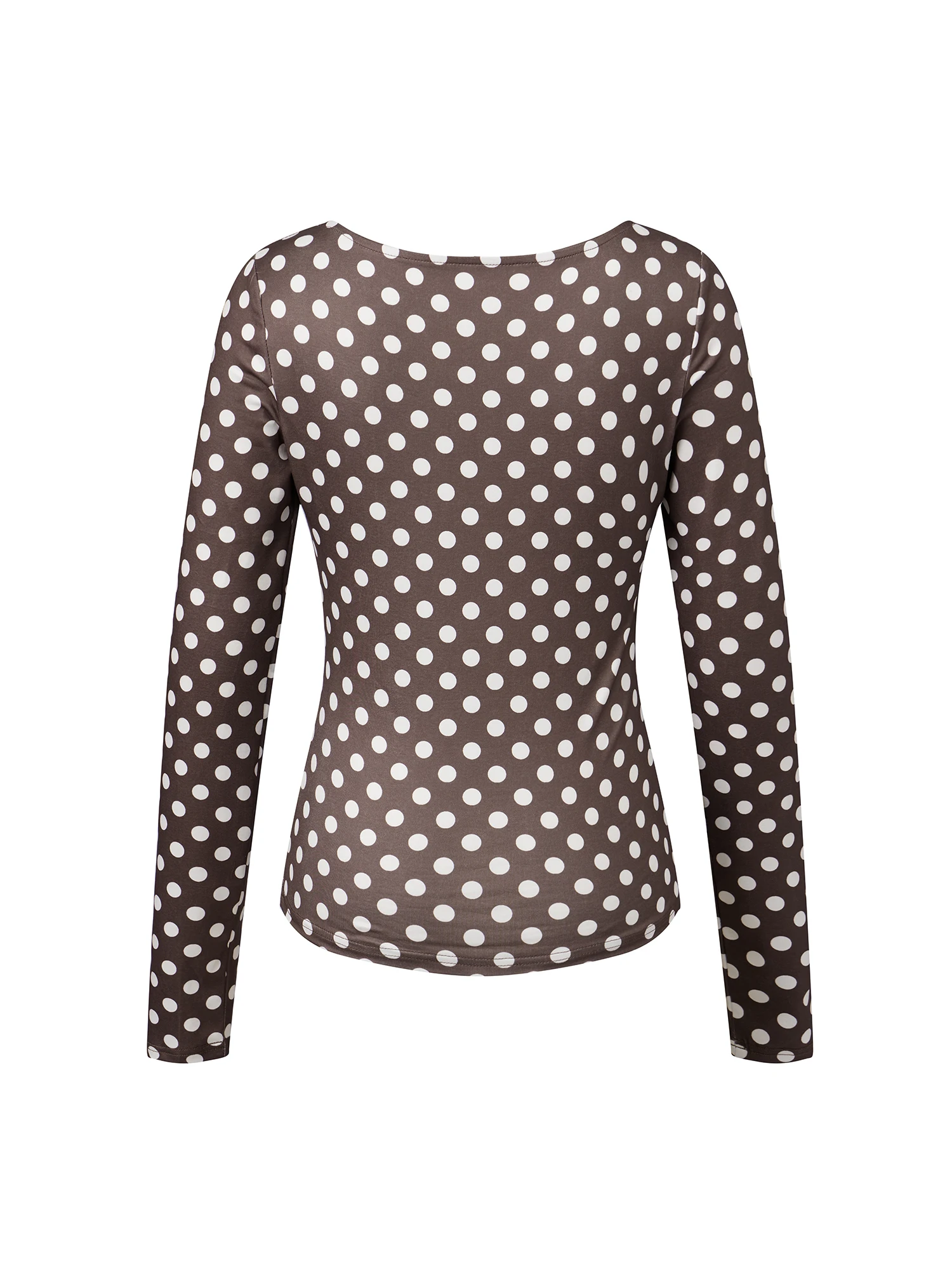 بلوزة نسائية أنيقة لربيع وصيف منقط وأكمام طويلة ورقبة واسعة مع مناسبة للحفلات والمناسبات #5