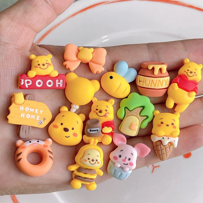 10 Pcs New Disney Cute Cartoon Little Bear Ice Cream, Honeypot Series Resin Diy Fashion Jewellery Party Hairpin Accessories B19