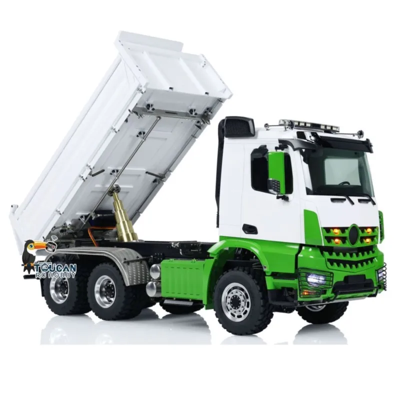 LESU Toys RTR 1/14 RC شاحنة قلابة معدنية هيدروليكية نموذج 6x6 3-way راديو التحكم لعبة سيارة قلابة مع ملصق صوت خفيف THZH1788 #5