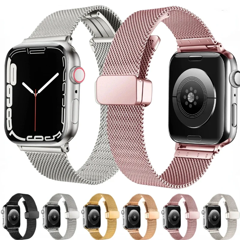 

Milanese Magnetic Band for Apple Watch Strap 45mm 41mm 44mm 40mm 42mm 46mm Metal Bracelet iWatch 10 9 8 7 6 5 4 SE2 Ultra 49mm