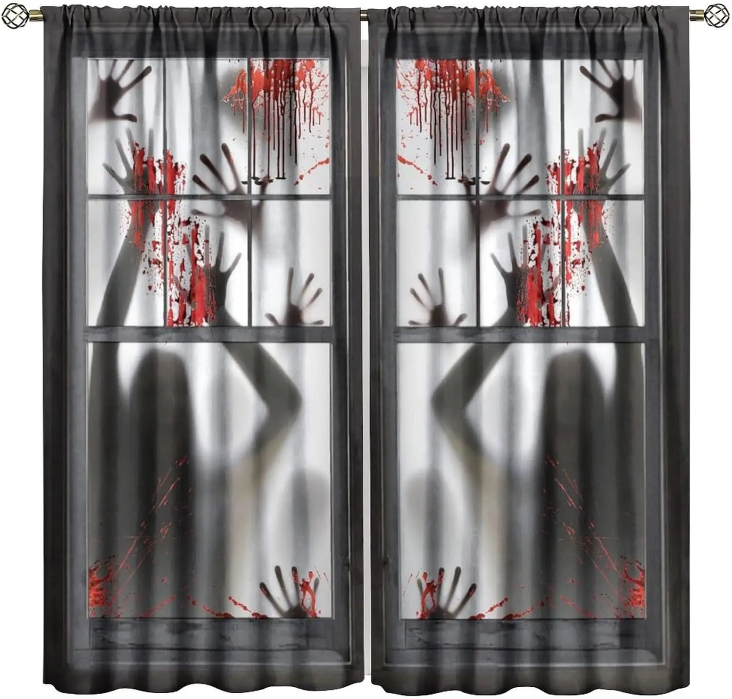Halloween Gothic Curtains Horror Frightened Haunted House Decor Window Treatment for Bedroom Living Room Window Drapes