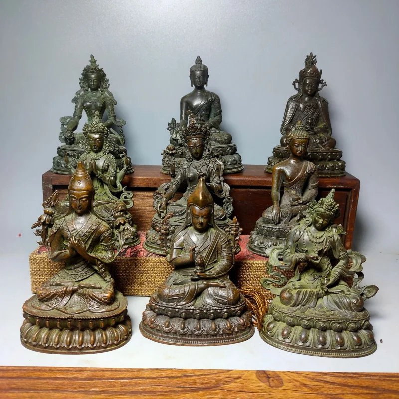 

Live Supply Antique Imitation Crafts Retro Copper Alloy Wrapped Buddha Statue Green Tara Bodhisattva Tantric Buddha Ornament