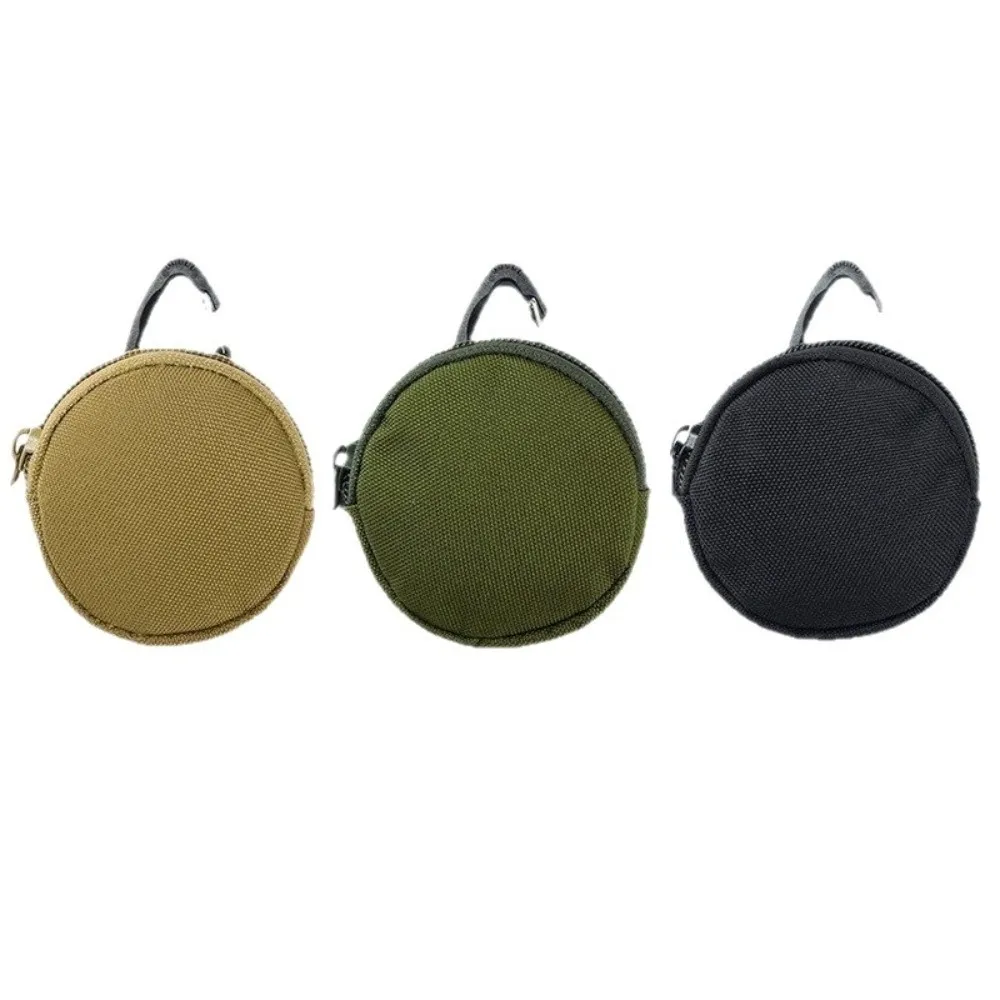 Portable Mini EDC Coin Purse Round Nylon Key Holder Water-resistant Zipper Storage Pouch For Daily Use