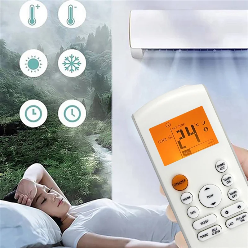 

ABFM-Replace Remote Control RG57A16/BGEF For Midea FRESH AC Air Conditioner RG57A2/BGEF Cool And Heat With Backlight