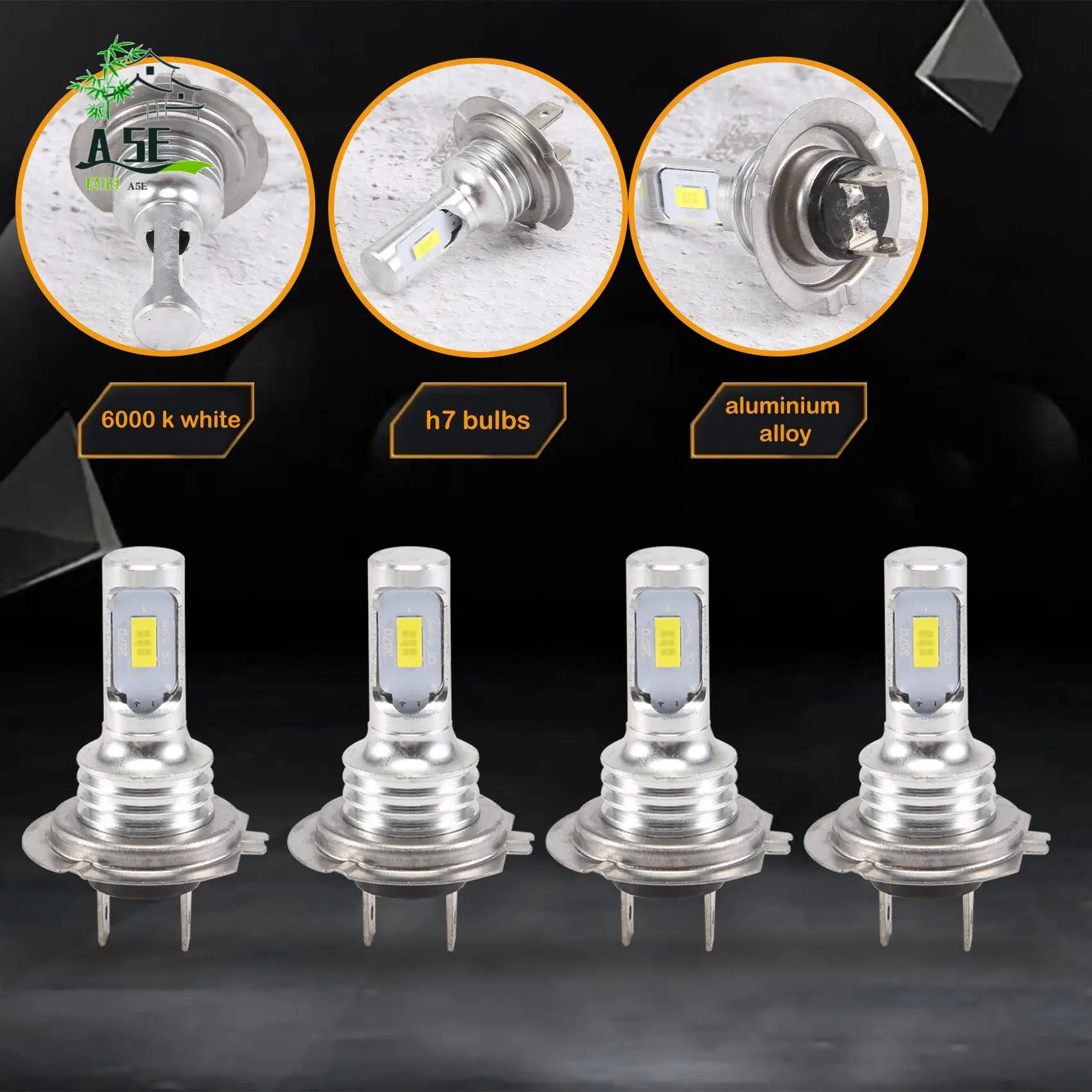 

A05E-4PCS Mini H7 + H7 Combo LED Headlight Kit Bulbs High Low 240W 52000LM 6000K Kit Super White