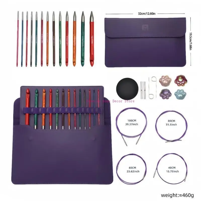 

Afghan Tunisian Interchangeable Crochet Hook Carpet Crochet Hook Set 3.5mm-12.0mm Tunisian Crochet Hook Set JOMD