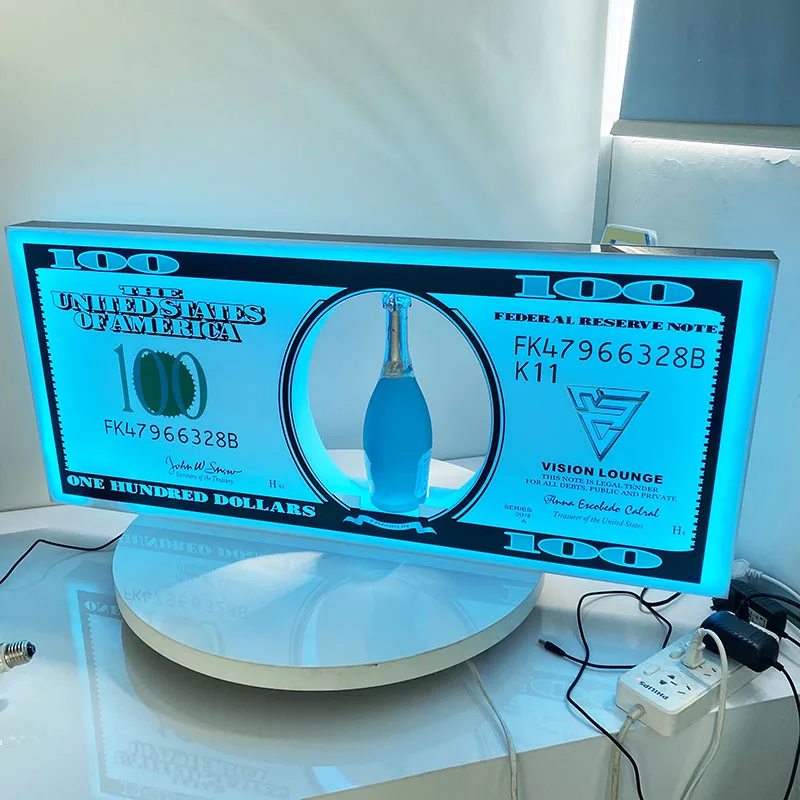 Nuevo Exhibidor LED para Botellas de Champán con Diseño de Dólar Americano, Glorificador de Billetes de 100 Dólares y Benjamin Franklin para Discotecas