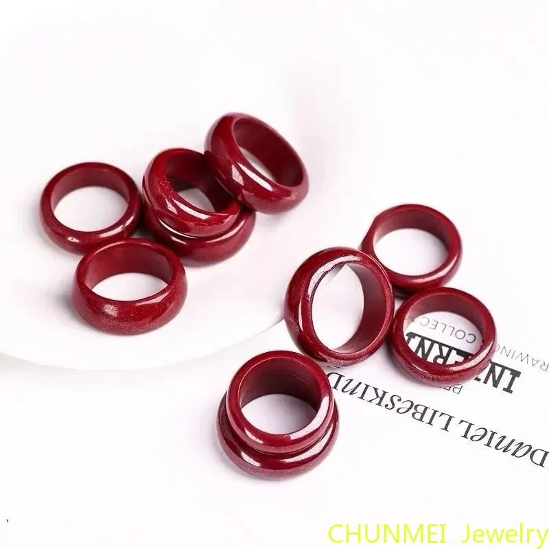 Natural Red Cinnabar 6-12 Size Ring Jade Round Hand Weaving Jewellery Fashion Man Woman Luck Amulet Exorcise Evil Spirits