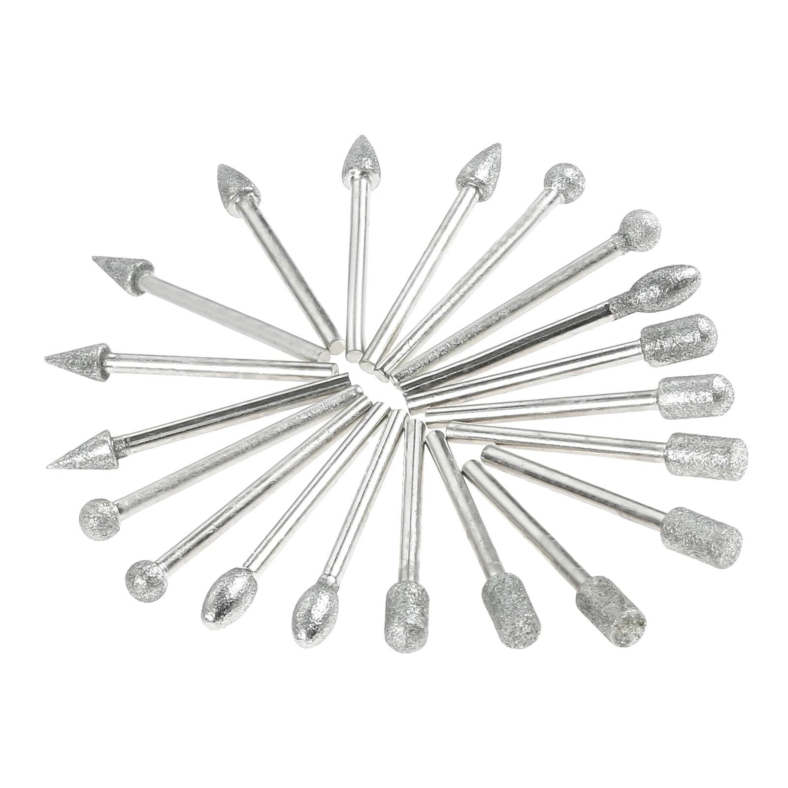 20 Stuks Diamant Slijpen Burr Bit 1/8 Inch Schacht Voor Steenhouwen Diy Slijpen Graveren Rotsen Sieraden Glas Keramiek