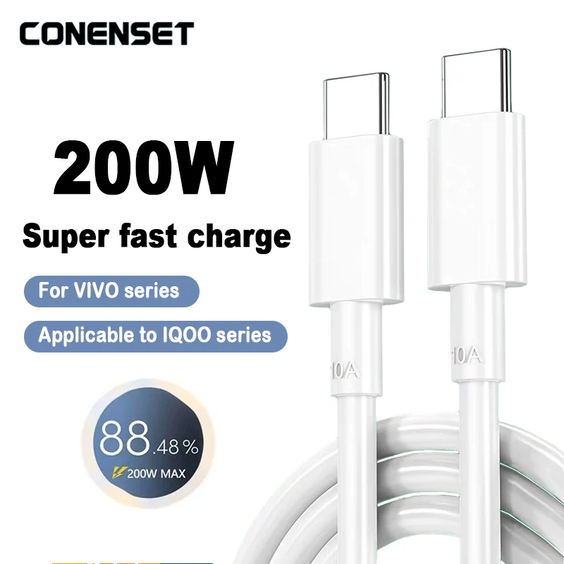 For VIVO 200W MAX SUPERDART Fast Charger Cable USB Type C TO C 10A For vivo iQOO 10 11 Pro