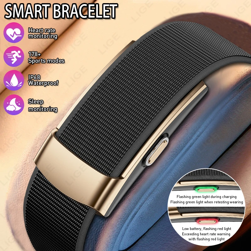 

LIGE No Screen Smart Watch Men's Sports Outdoors Fitness Heart Rate Monitor IP68 Waterproof 200mAh Smartwatch For Andrio IOS New