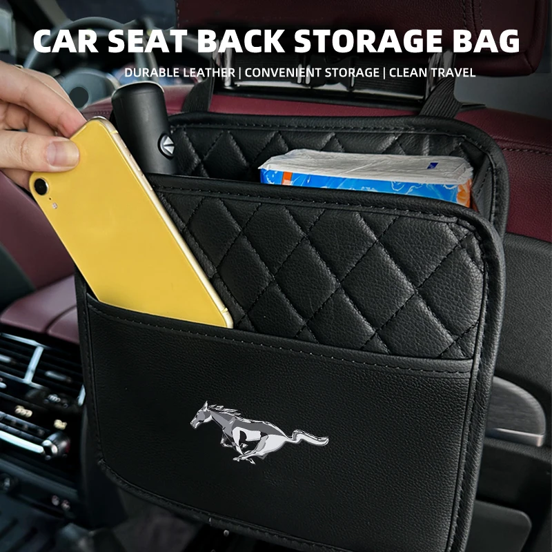 Car Seat Back Storage Bag Multi-function Seat Hanging Bag For Ford Mustang 2005 2006 2007 2008 2009 2016 GT Mach-E 2013 Escala