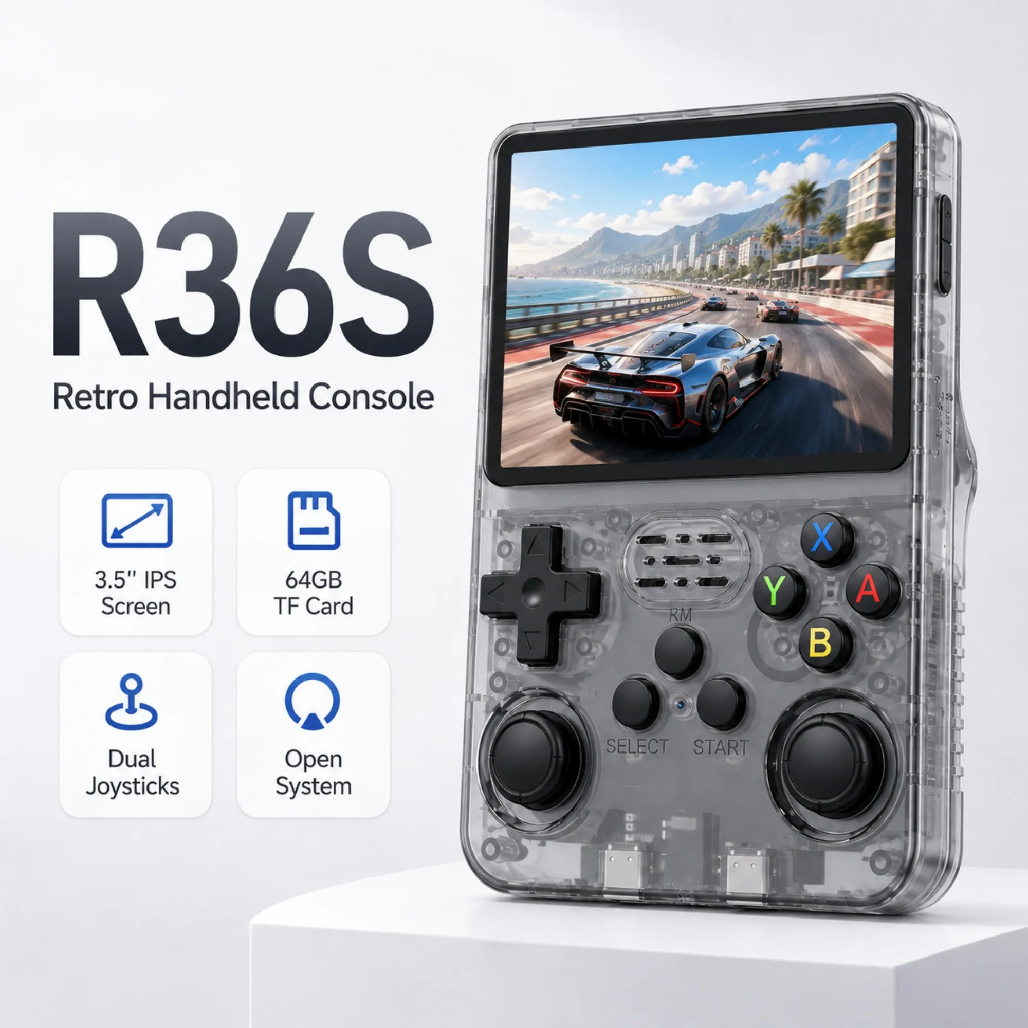 New Retro Game Console R36S3.5-Inch 640*480 Portable Handheld Game Console RK3326 Gaming Chip with 3500 mAh Battery