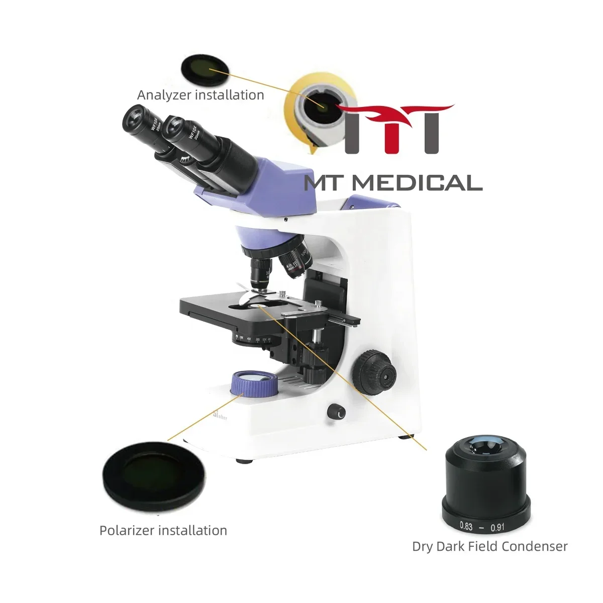 

2025.4 MT МЕДИЦИАЛЬНЫЙ яркий полевой темный полевой фазовый контрастный флуоресцентный поляризованный свет биологический микроскоп для ветеринарного клини