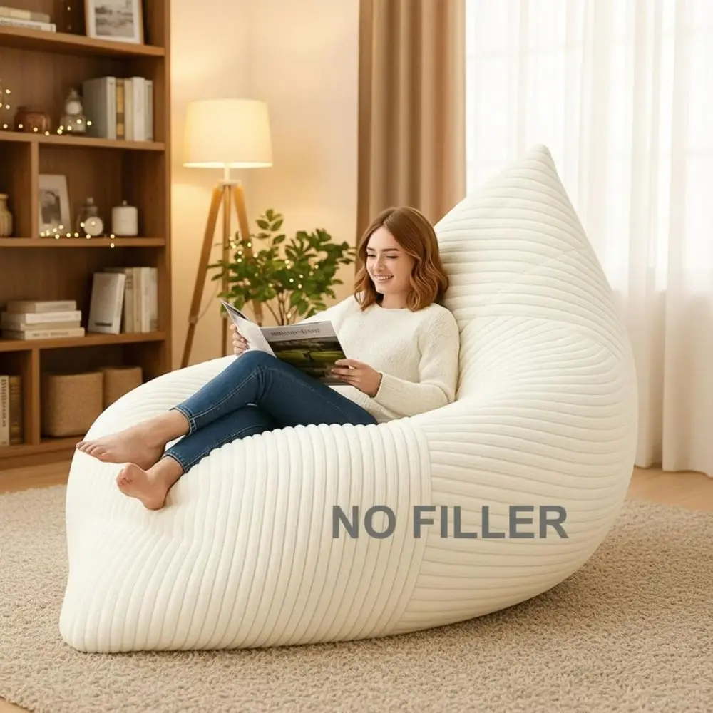 Convertible Bean Bag Chair Cover - Washable, Multifunctional Storage for Living Room & Bedroom