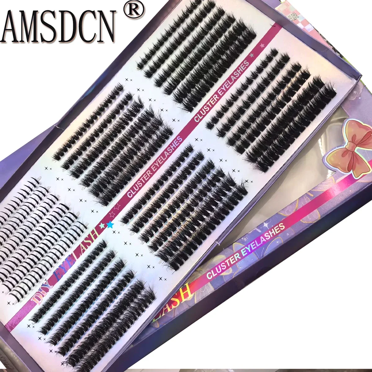 HBZGTLAD 36 rows Mix Fluffy Individual Lashes Clusters Extensions False Eyelash DIY at Home Cluster Makeup Eyelash Tools