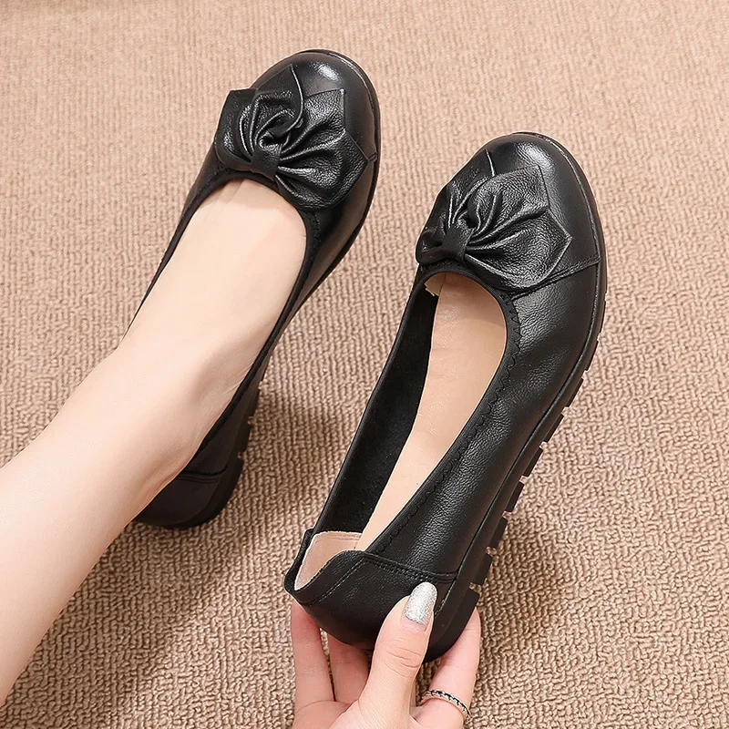 Genuine Leather Woman Loafer Women Flats Soft Shallow Loafers Autumn Female Slip on Shoes Fashion Lady Cow Leather Flats