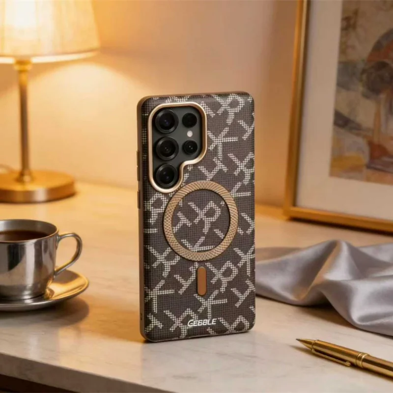 

Magnetic Wireless Charging Leather Case For Samsung Galaxy S24 S25 S26 Ultra For Magsafe Aluminum Lens Carbon Fiber PatternCover