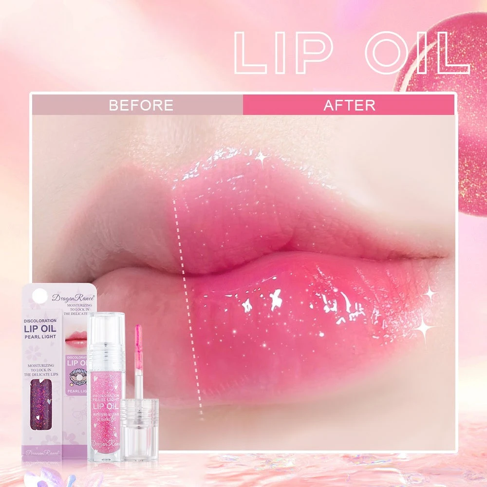 

Ice-through lip gloss with fine glitter pearlescent moisturizing fading lip lines lip glaze lipstick base temperature-changing
