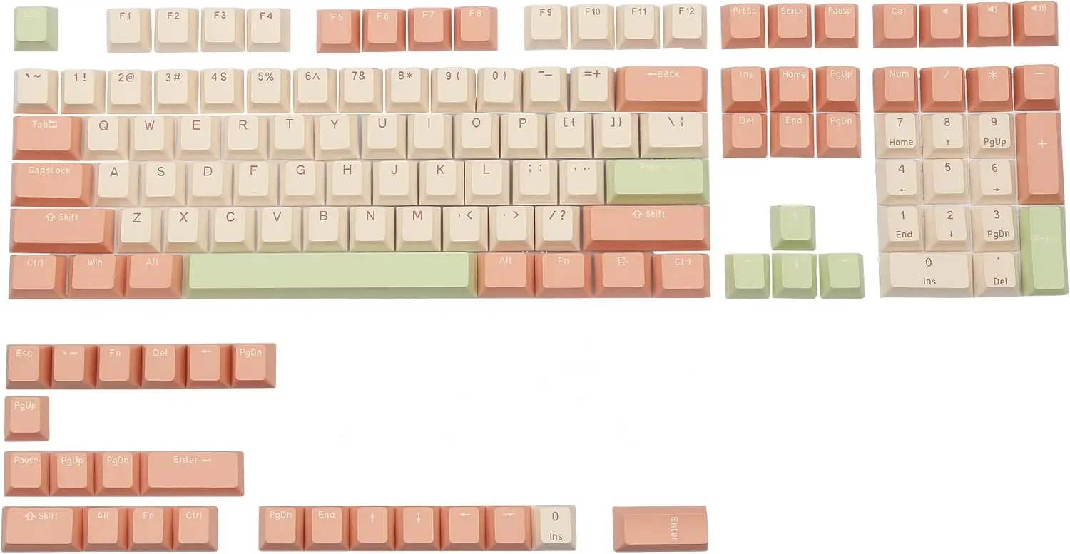 

Розовые двухслойные PBT-клавиши для механических клавиатур с переключателями MX (61/68/75/81/84/87/98/104/108 клавиш) (набор клавиш цвета персикового розового)
