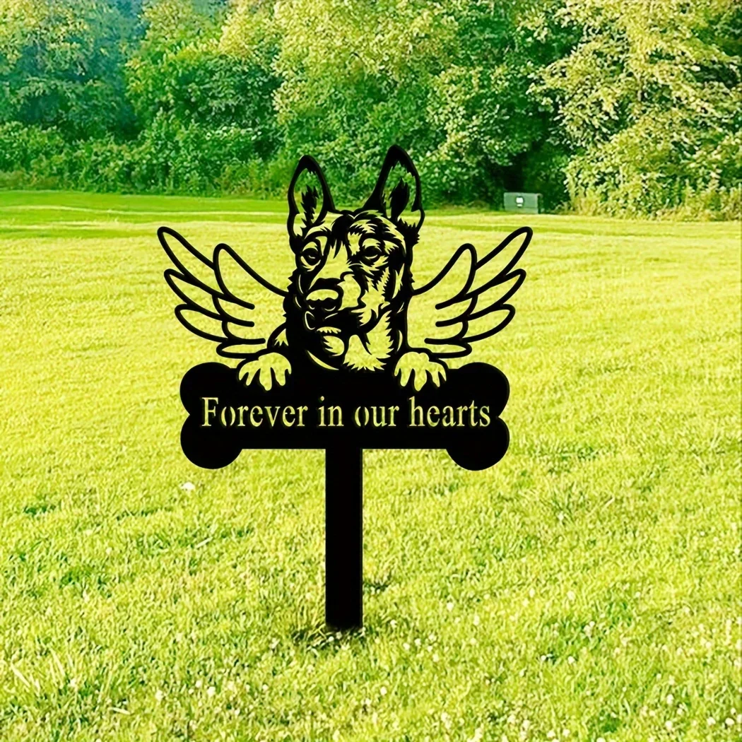 metal iron  Iron Art Dog Grave Marker, Memorial Stake Christmas Memorial Gifts Decoration Loss of Pet Memorial Plaques, Grave De