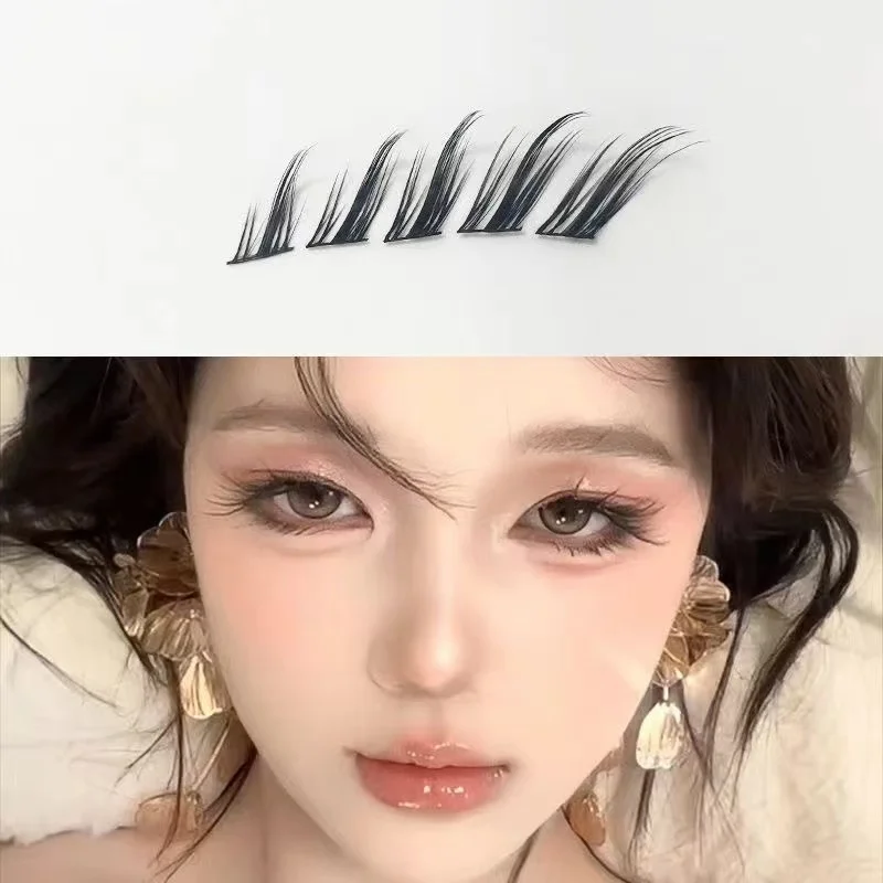 MIAOJIE 12 Reihen Fuchs Falsche Wimpern Einzelne Cluster-Wimpernverlängerung Segmentierte Wimpern Fuchs-Augeneffekt-Wimpern Individuelles falsches Auge