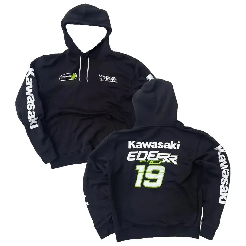 الرجعية كاواساكي الأسود سباق هوديي الكبار الشارع هوديي للجنسين دراجة نارية البلوز البلوز الملابس الرياضية #1