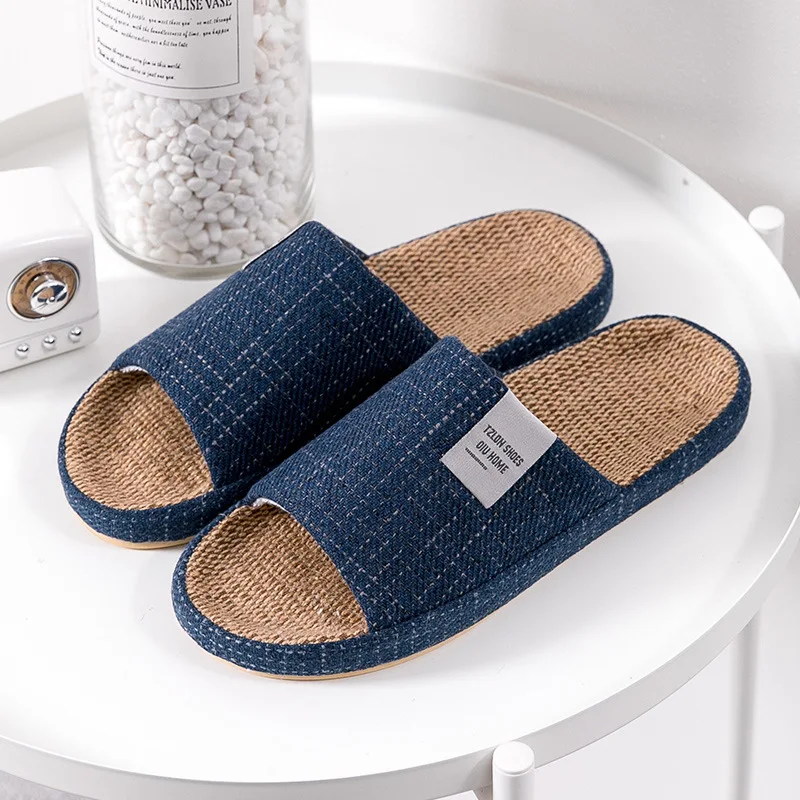 

Men's Breathable Linen Slippers, Four Seasons Indoor Silent , Anti Slip Bedroom Floor Shoes, Soft Slippers, Home Anti Slippers