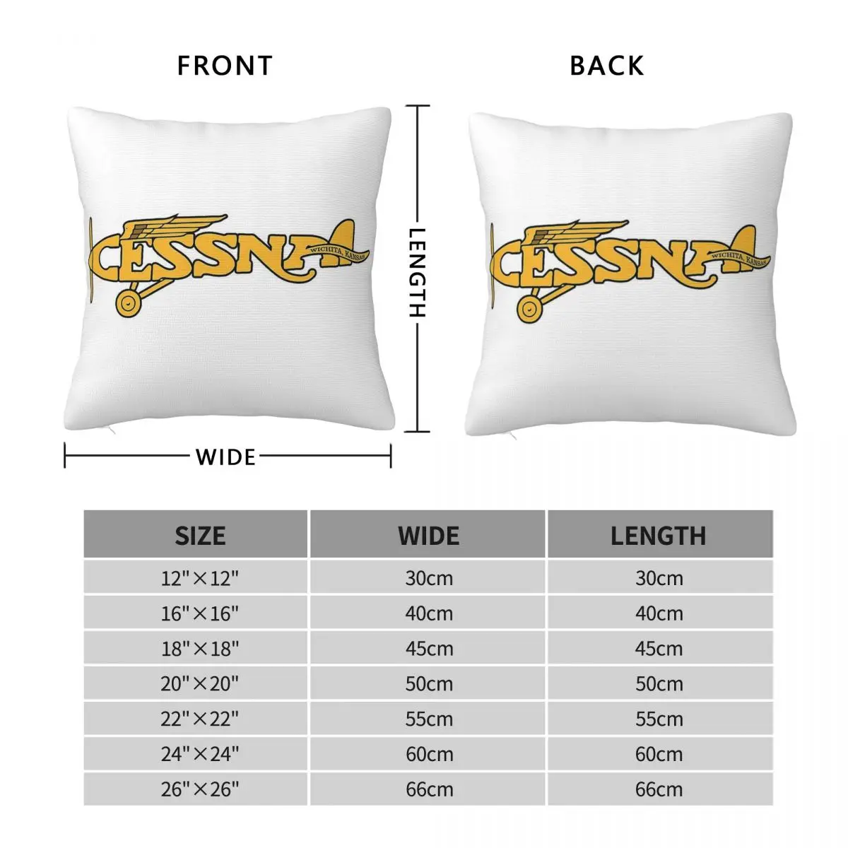 Cessna Old Vintage Logo Square Pillowcase Polyester Linen Velvet Creative Zip Decor Pillow Case Home Cushion Cover 45x45