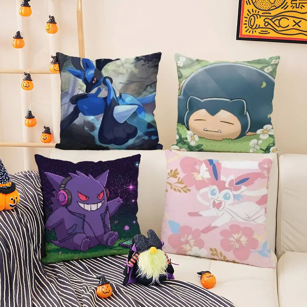 Pokemon Otaku Collection Anime Plush Pillow Cover Soft Short Plush Cushion Cover For Sofa Bedroom Home Decor Gift