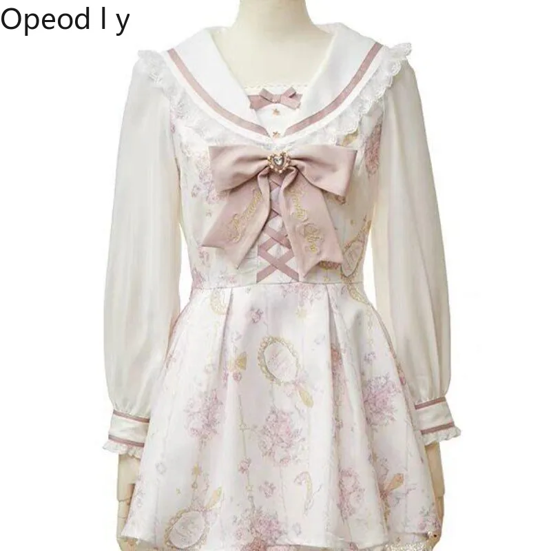 

2026 Liz New Japanese Original Design Lolita Long-sleeved Dress Two-piece Set Bow Sweet Cute Girl Dress Shorts Set S-5XL
