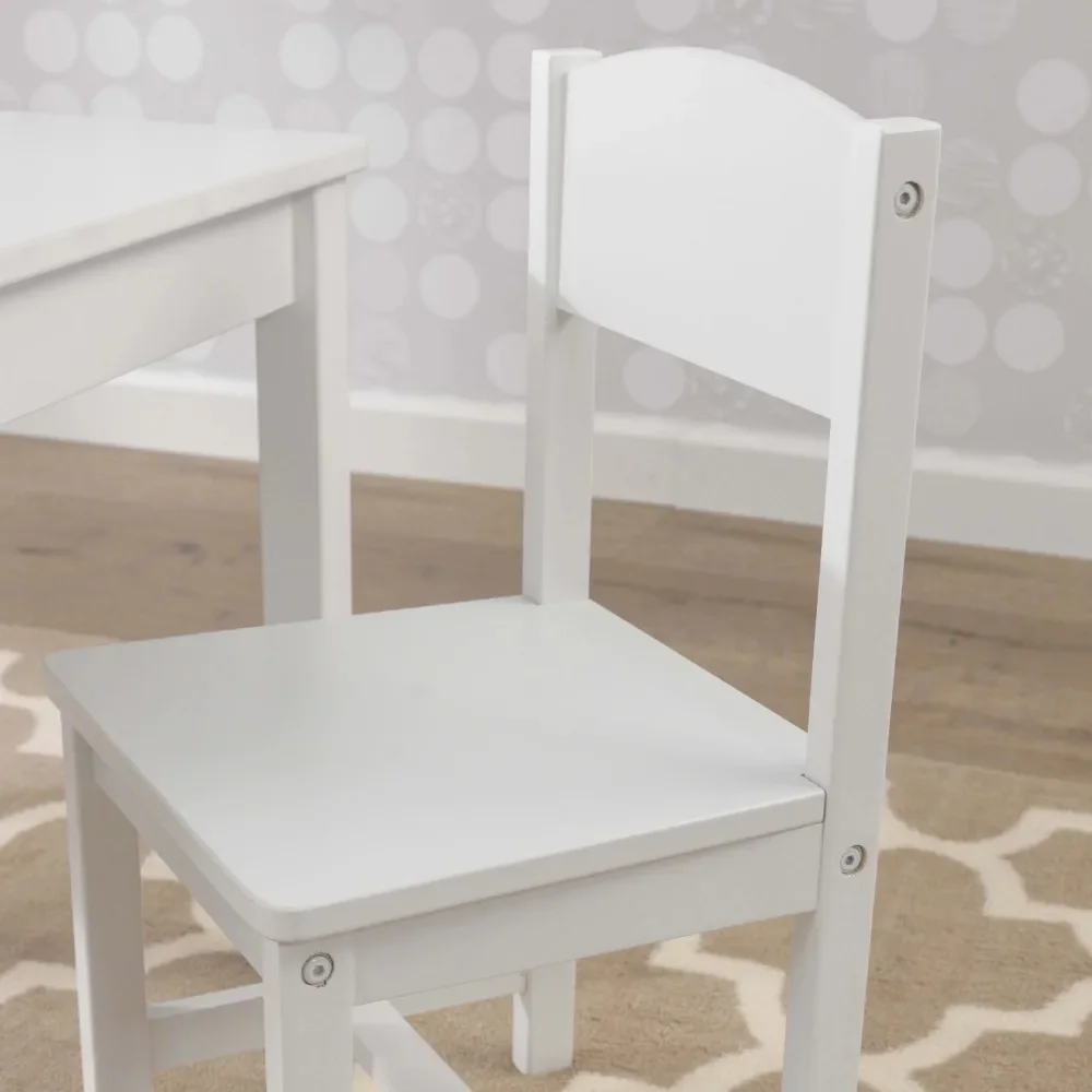 Mesa Aspen de madeira e 2 cadeiras, mobiliário infantil, branco