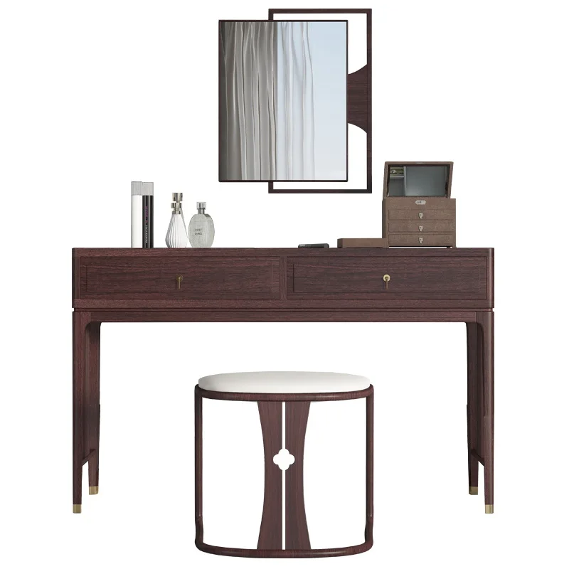 

New Chinese-style solid wood dresser bedroom modern simple ash wood simple small apartment flip with mirror makeup table