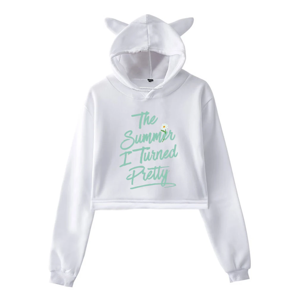 The Summer I Turned Pretty Season 2 Pullover Cat Ears Hoodie 2023 New Tv Series Navel Female Crop Top Women's Clothes