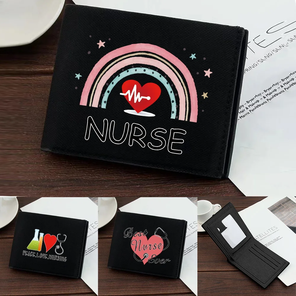 

Short Pocketbook Simple and Durable Coin Pouch Multi-Function Id Card Holder Pocketbook Credit Case Bag Nurse Printing Series