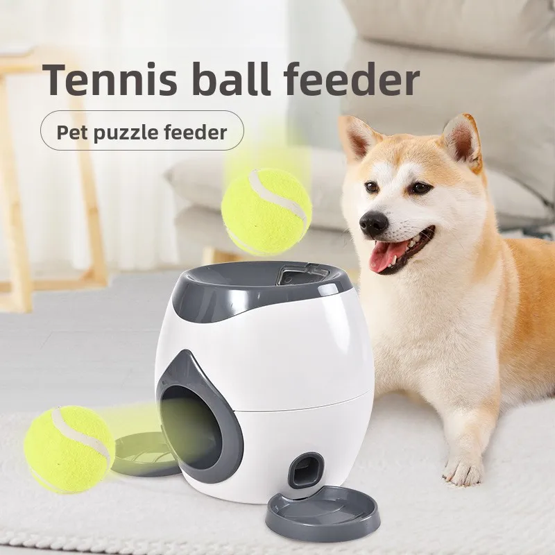 Automatic Dog Treat Dispenser with Tennis Ball Toy, Self-Play Food Reward Machine, Pet Accessory