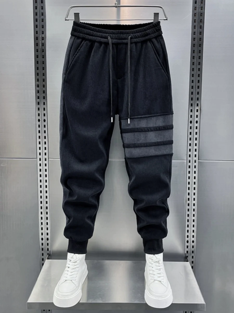

Новые мужские повседневные спортивные штаны в полоску, весенне-осенние вельветовые цветные спортивные штаны Harlan с манжетами, облегающие молодежные брюки для активного отдыха