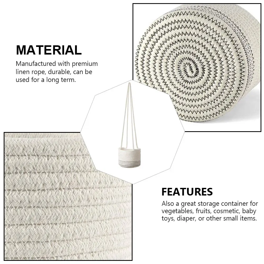 

Woven Hanging Basket Indoor Plant Pots Flower Planter Numb for Storage Organizer