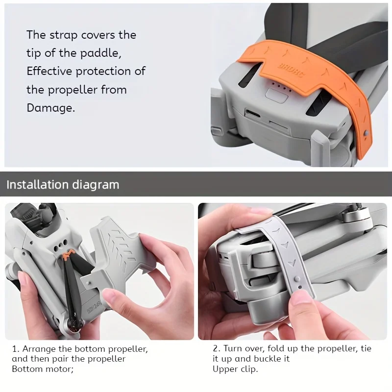 DJI Mini 3/Mini 3 Pro propeller stabilizer bracket, silicone blade protection strap, drone wing stabilizer, non battery accessor