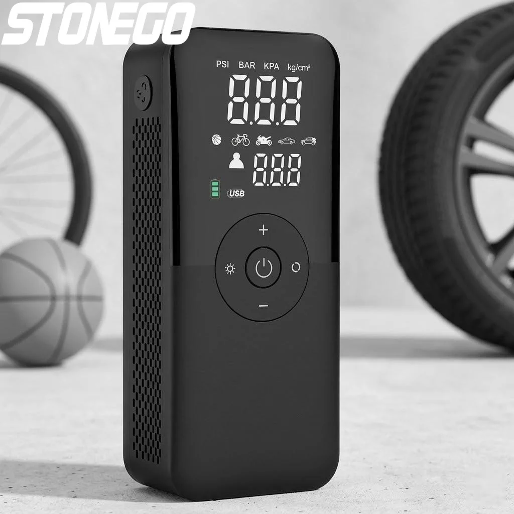 

Rechargeable Digital Air Pump Portable Cordless Tire Inflator for Motorcycle Car Bicycle Balls Compressor