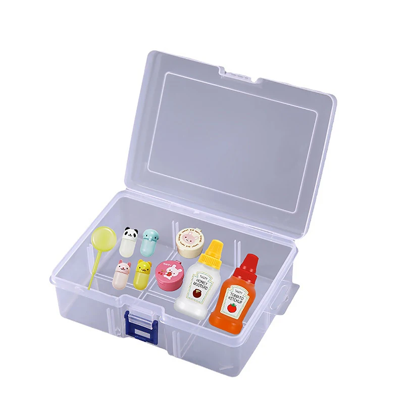 Transparent Plastic Storage Box Sauce Bottle Fruit Fork Storage Box Empty Storage Box Jewelry Rectangle Case