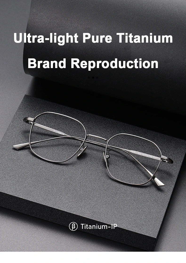 Japanische Marken-Replika Ultraleichte Reintitan Polygonale 1909 Design-Brille für Männer und Frauen Retro Business Luxus-Brillen für Koreaner – Detail 1