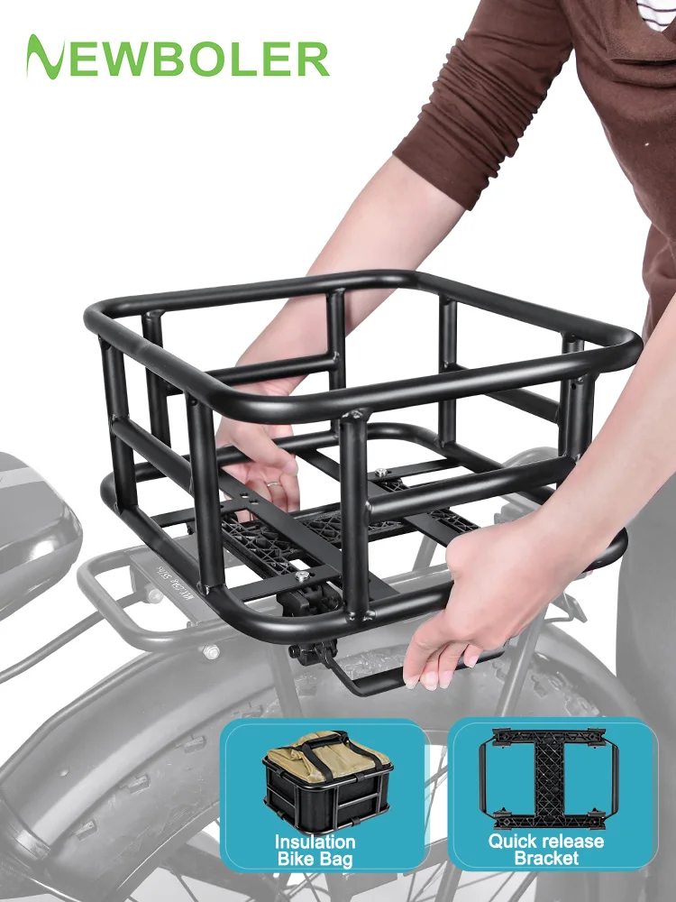 AliExpress NEWBOLER Rear Bike Basket Bicycle Cargo Rack Bag Large Capacity Fron E-Bike Basket Bike Baskets Rear Rack for Outdoor Travel Shopping