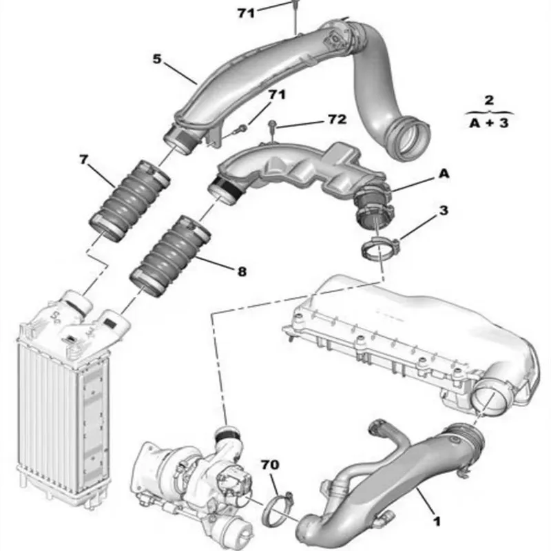 1440N4Suitable for Citroen C3 C4 DS5 Peugeot 207 208 308 3008 408 5008 Turbine Intercooler tube Distrib Chamber Side Air Union