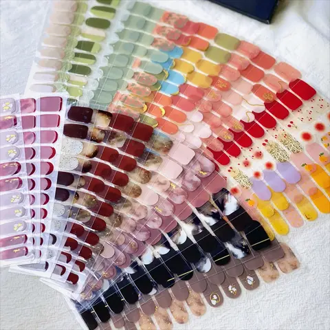 Półutwardzone okłady Szybka żelowa naklejka na paznokcie Soild Nail Gel Wraps Adhesive Full Cover Gel Nail Sticker Full Cover Manicure Decoration