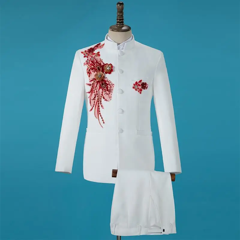 

Мужской костюм Zhen Zhang Youth Sparkling для выступлений, сценический наряд для певцов и ведущих, официальная одежда, приталенный крой, осенняя мода